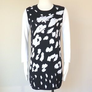 B&W rib knit 3/4 sleeve tunic top or short dress